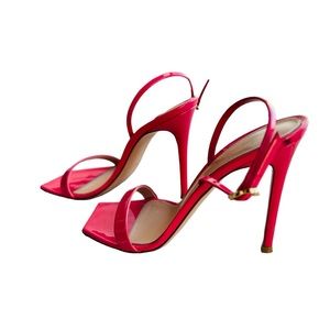 Gianvito Rossi Ribbon Stiletto Sandal size 85.5. Hot pink. Be BARBIE Girl!